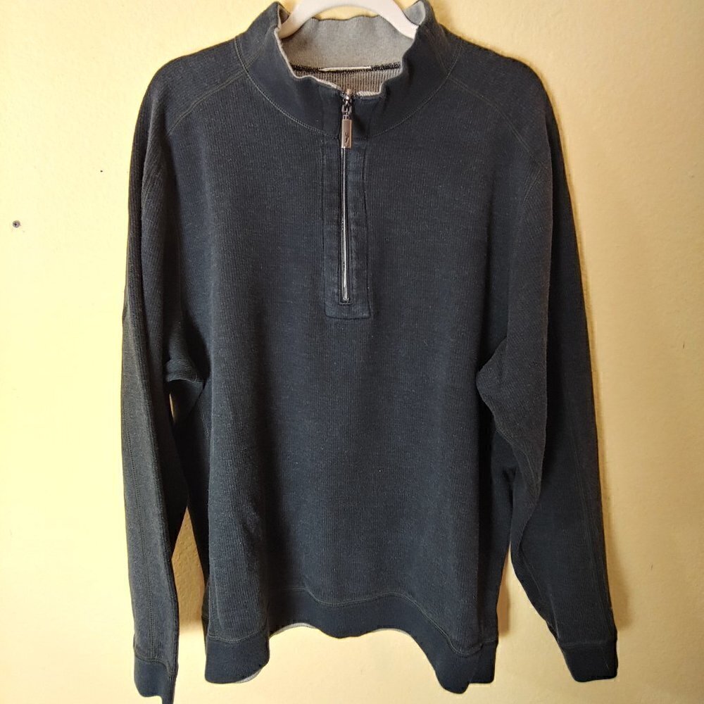 Tommy Bahama Flipshore Sweatshirt Men's size S Charcoal & Gray 1/4 Zip